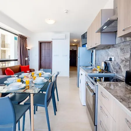 Islet Promenade Seafront With Large Corner Terrace By Getawaysmalta Apartment St. Paul's Bay