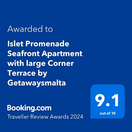Islet Promenade Seafront With Large Corner Terrace By Getawaysmalta Apartman *